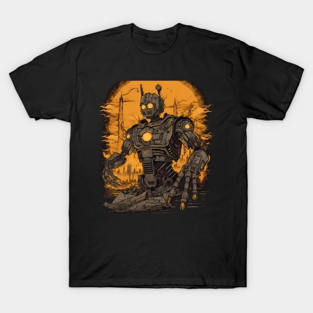 Artificial Intelligence AI Singularity Cyborg Robot T-Shirt by MLArtifex